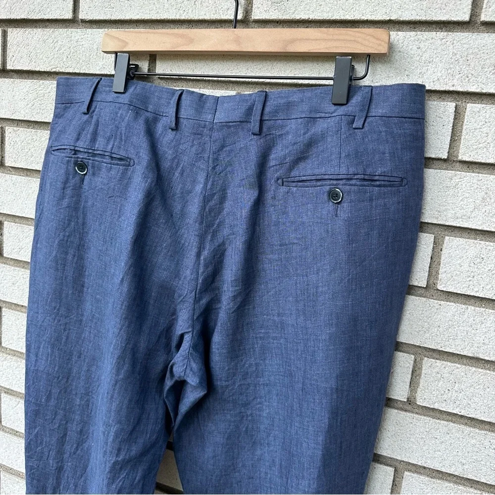 Brioni Florence Modern Fit Blue Linen Dress Pants 38R 48R Italy Puro Lino